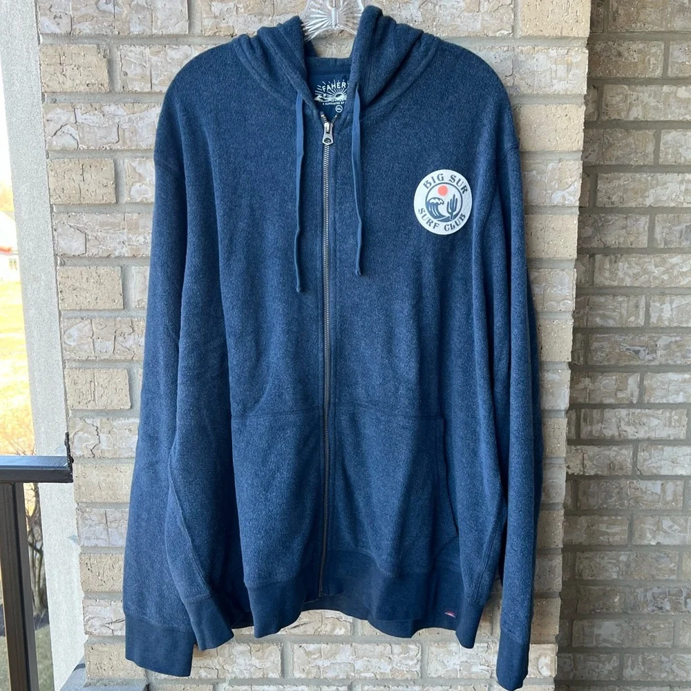 Faherty Big Sur Beach Fleece Zip Jacket in Deep Navy